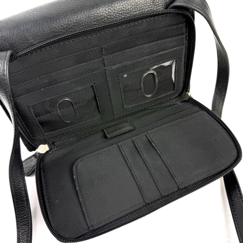 Fossil Crossbody Bag Black Leather Handbag Organizer Travel Classic City Chic - Picture 5 of 10